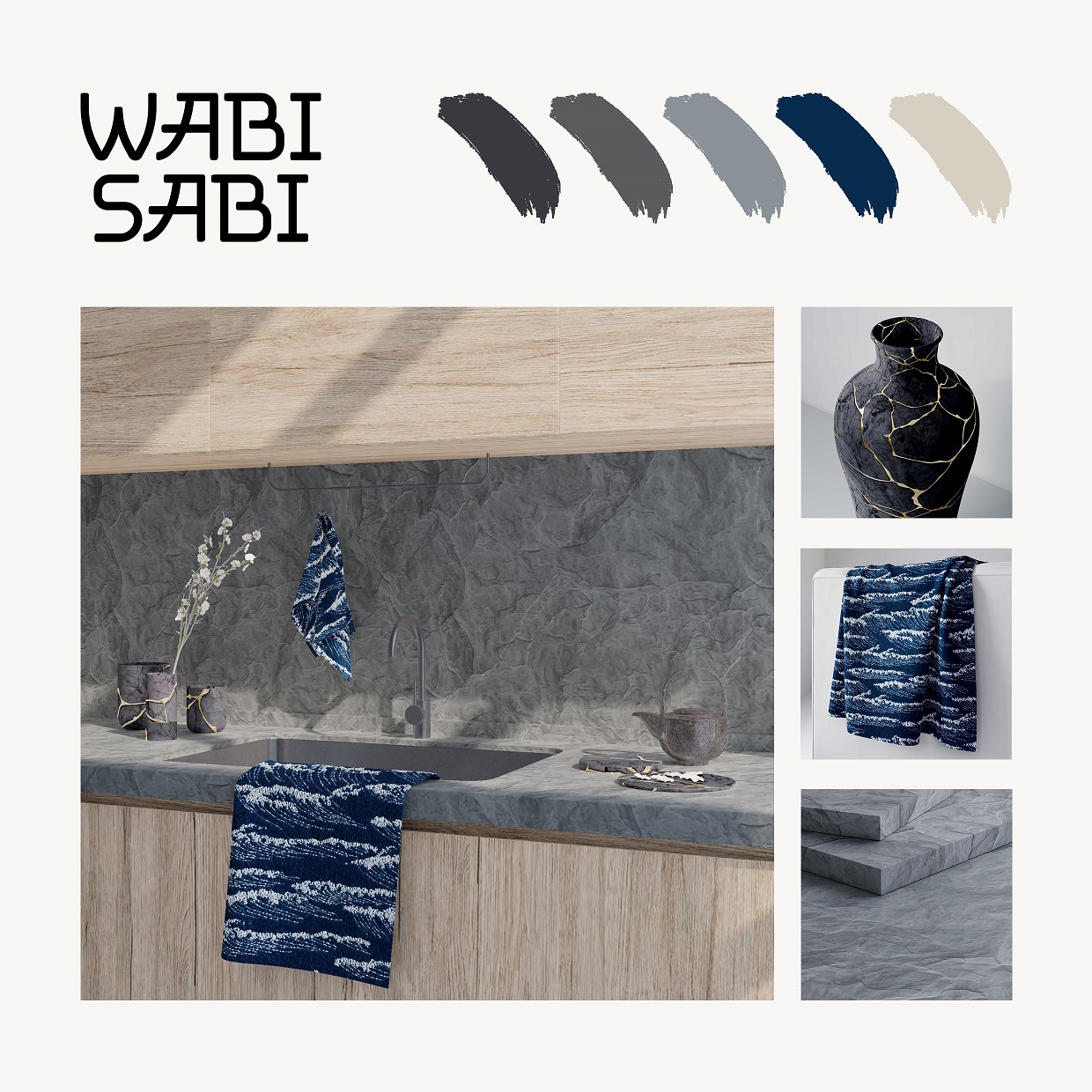 a kitchen design inspired by the wabi sabi style