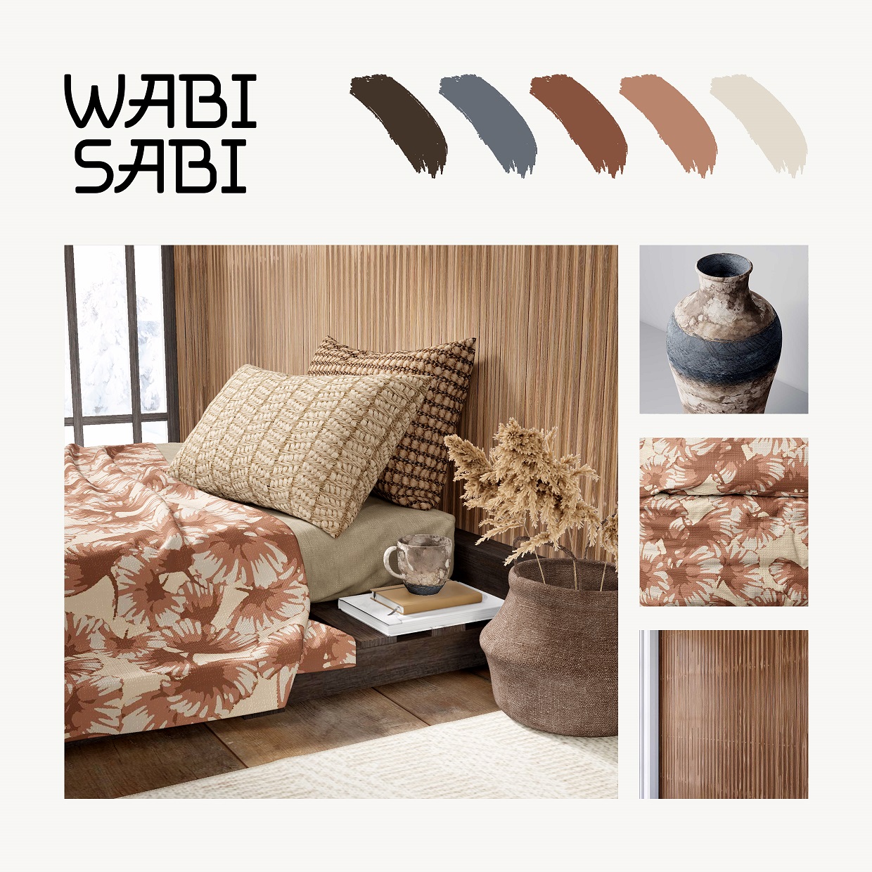 a bedroom design inspired by the wabi sabi style