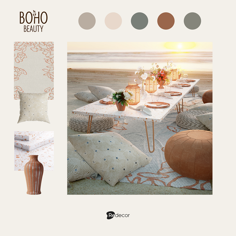 a beach picnic designed boho style