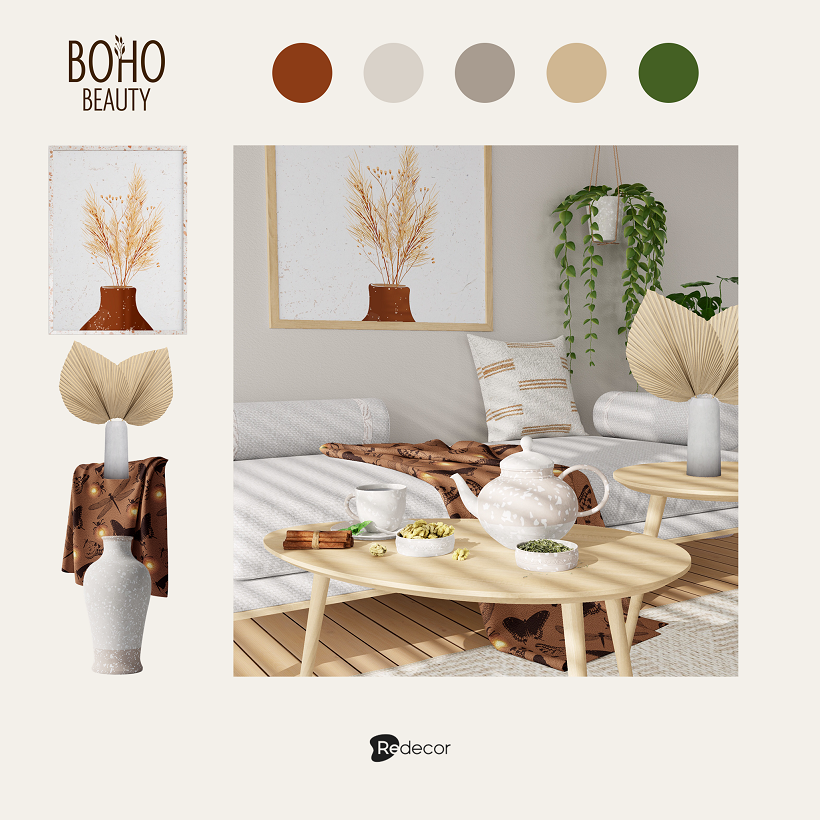 living room boho style 3 D